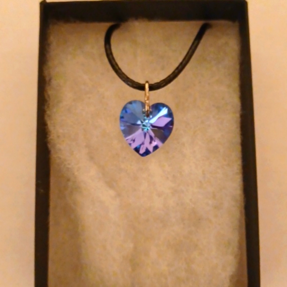Malibu Blue Crystal Heart Necklace